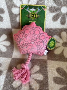 4/$20 - Wicked Pink Crown Dog Toy with Rope & Squeaker
